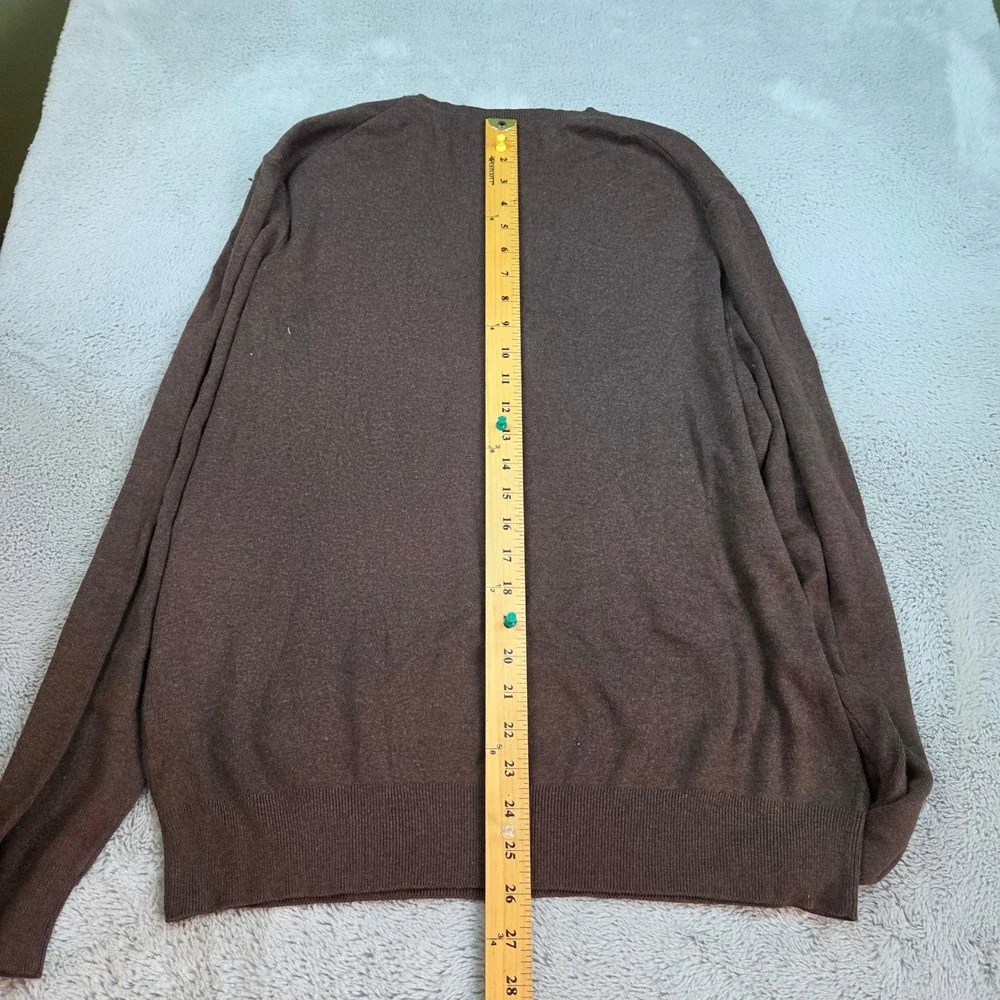 Polo Ralph Lauren V-Neck Sweater Mens L Pima Cotton Pony Logo Pullover Brown
